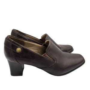 Life Stride Soft System Womens Size 9 M Brown 2.5" Square Heel Faux Leather Comf